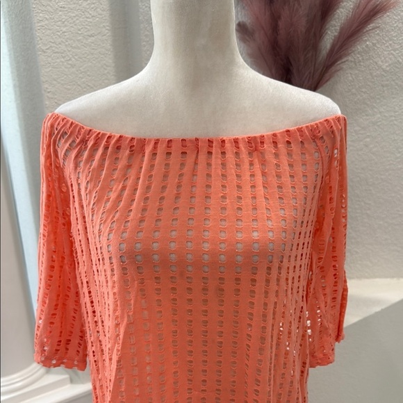 Venus Orange Sheer Off-Shoulder Swimsuit Cover Up Size L - Picture 2 of 7